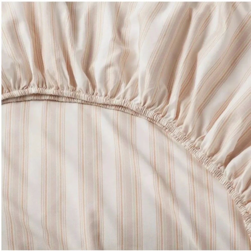 Room Essentials Twin Twin XL Sheet Set Ivory Pink Textured Stripe Cotton Sateen